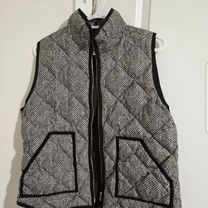 J. Crew Black and White Chevron Vest